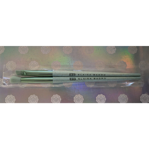 Elaina Badro Divine Duo Set w/ Angled & Blending Brushes ~ Shades of Green ~New - Picture 3 of 8